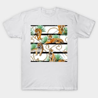 Tigers with ropes and leaves T-Shirt